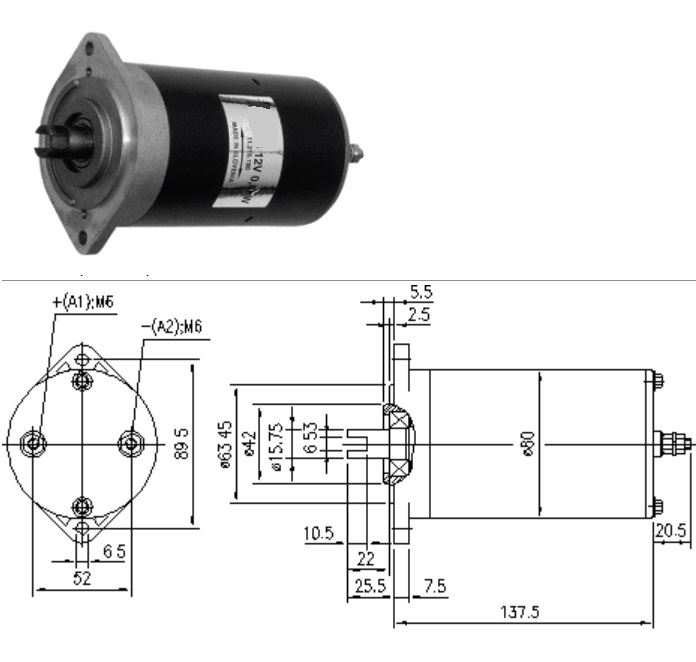 Motor 0,8kW 12V F C 3500 r/pm CW+CCW ISK